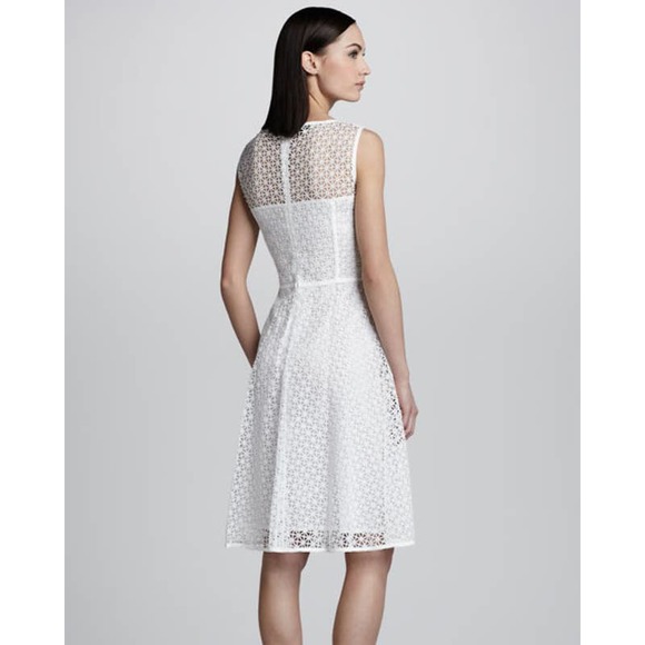 Escada Lace White Dress Fitted Bodice A Line US 8 - Picture 2 of 15